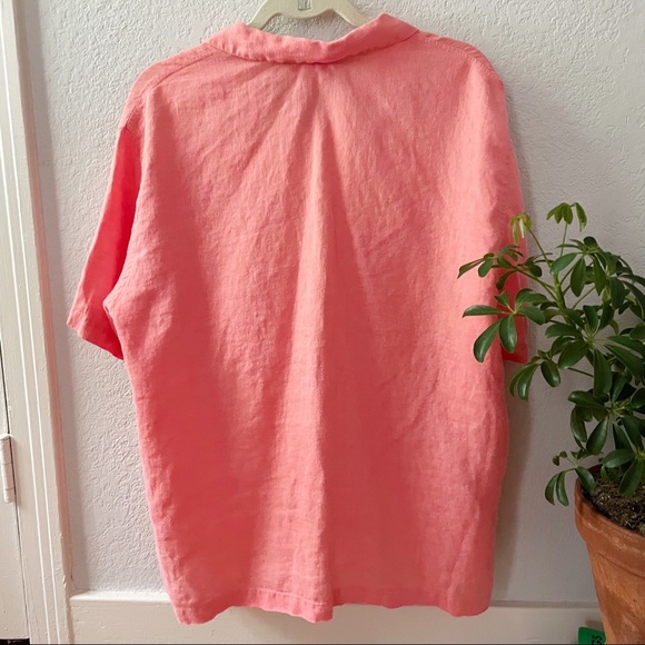 Salmon Pink Linen Boxy Top - Picture 2 of 6
